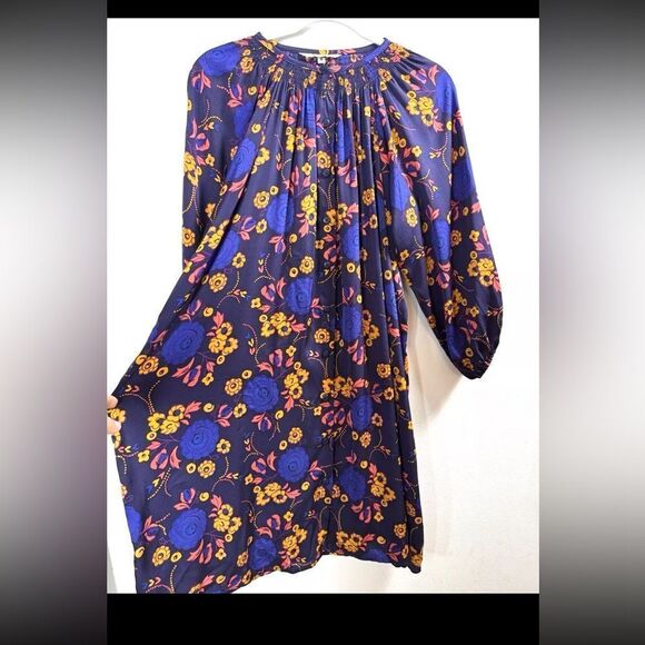 Tucker Women's Half Sleeve Silk Button Up Shirt Dress Purple Paisley Floral - Picture 7 of 10